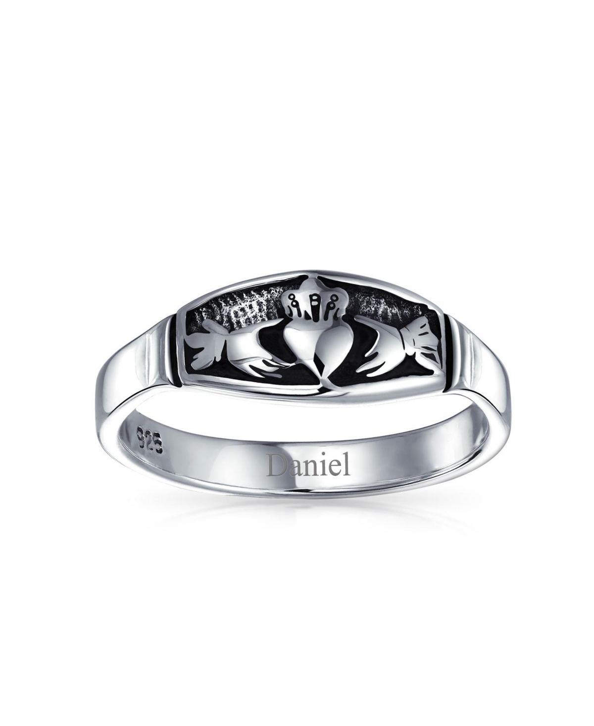 Bling Jewelry Bff Celtic Irish Claddagh Band Silver Ring Oxidized Sterling