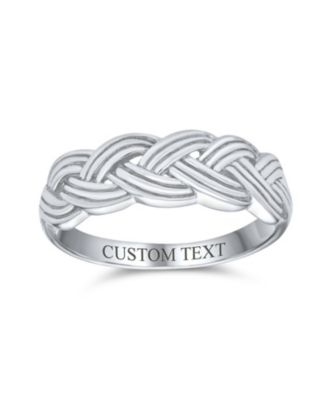 Half Braided Silver Ring with Wheat Weave and Twisted Rope Design Sterling
