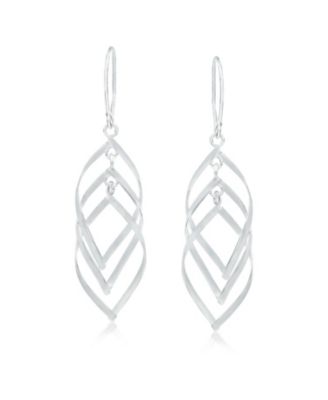 Trendy Swirl Wire Dangle Earrings Multi Teardrop Layer Sterling Silver