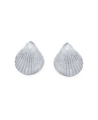 Cockle Seashell Stud Earrings Gold Plated Silver Sterling Silver