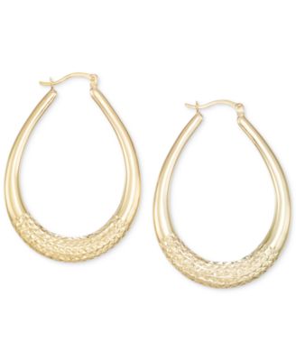 Macy's Large Patterned Teardrop Shape Hoop Earrings in 14k Gold Vermeil ...