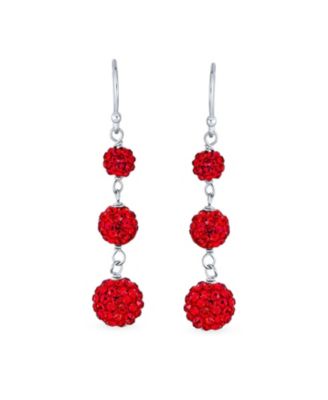 Multi Color Crystal Pave Disco Balls Dangle Earrings in Sterling Silver
