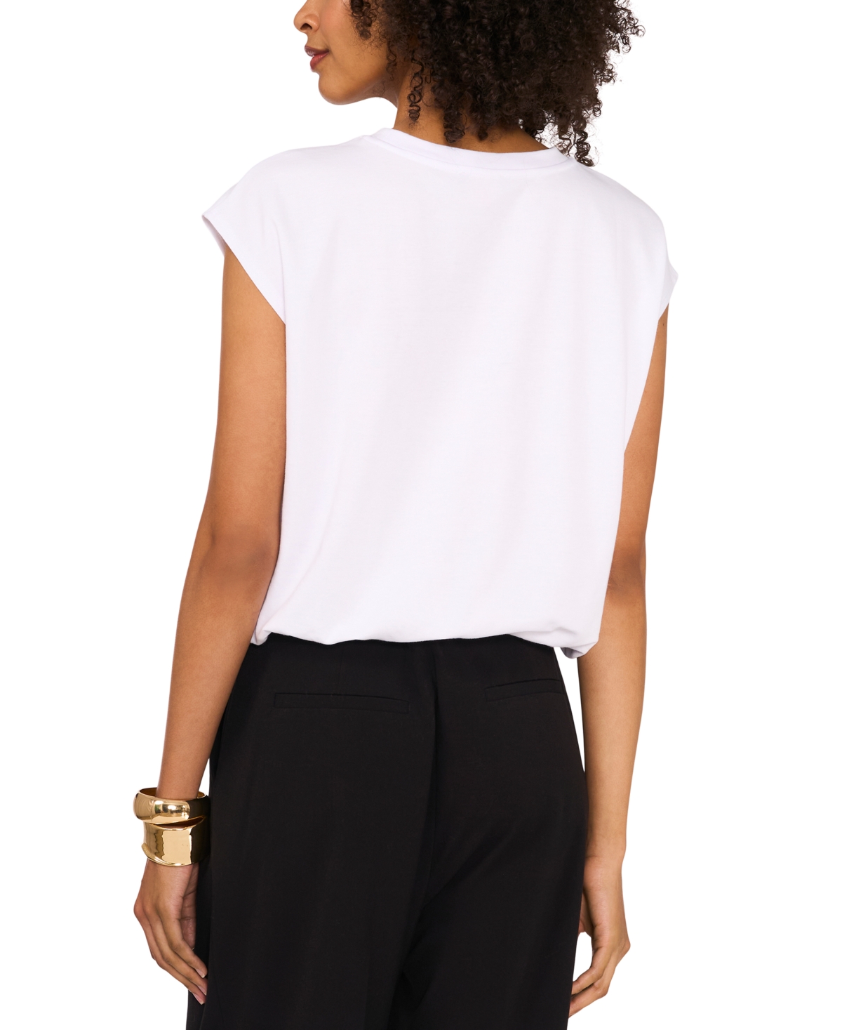 VINCE CAMUTO WOMEN'S BUBBLE-HEM CAP SLEEVE TOP 