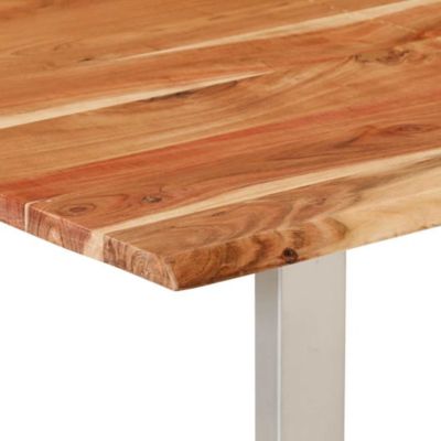 Vida XL Powder-coated steel Dining Table Natural Wood Solid Acacia wood