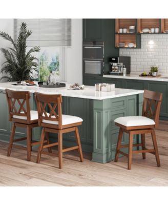 Bar Stool with Contoured Backrest and Swivel Padded Seat