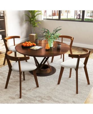 Wood Dining Chair Set of 2 with Padded Seat and Curved Back