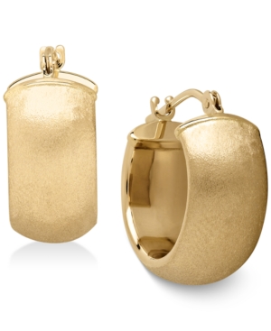 image of Satin Huggie Hoop Earrings in 14k Gold