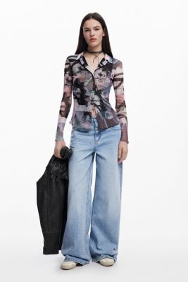 Women's Buttoned tulle T-shirt