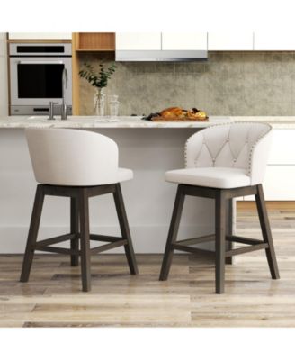Set of 2 Counter Height Fabric Upholstered Bar Stools Stylish and Comfortable Seating for Kitchen or Bar
