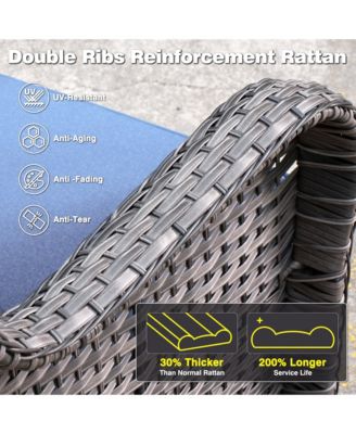 Outdoor Furniture Patio Furniture Conversation Set 5 Pieces All Weather Wicker High Back Couch with Ottomans