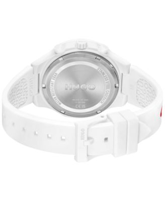Men's Lit Multi Quartz Multifunction White Silicone Watch, 44mm