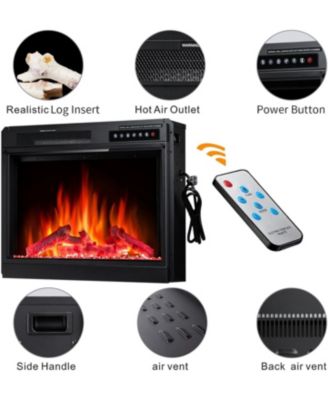 Electric 20" Fireplace Wooden Surround Firebox Free Standing, Adjustable Led Flame, 750-1500W