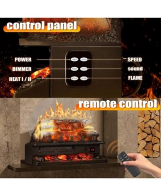 20" Electric Fireplace Log Heater with Crackling Sound, 750W/1500W, Remote, Timer & Overheat Protection for Home/Office