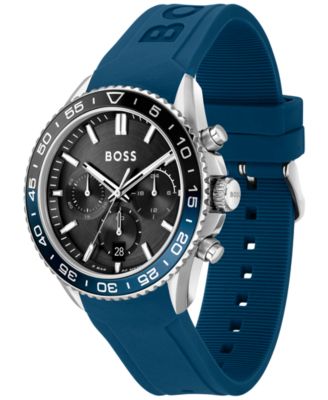 Men's Runner Quartz Chronograph Blue Silicone Watch, 44mm