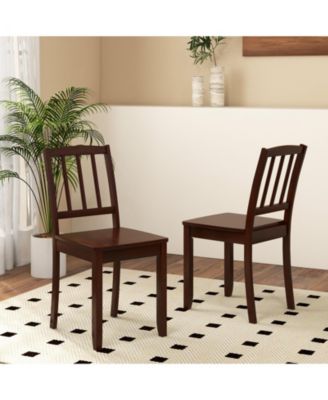 Wood Dining Chair Set of 2 with Rubber Wood Legs