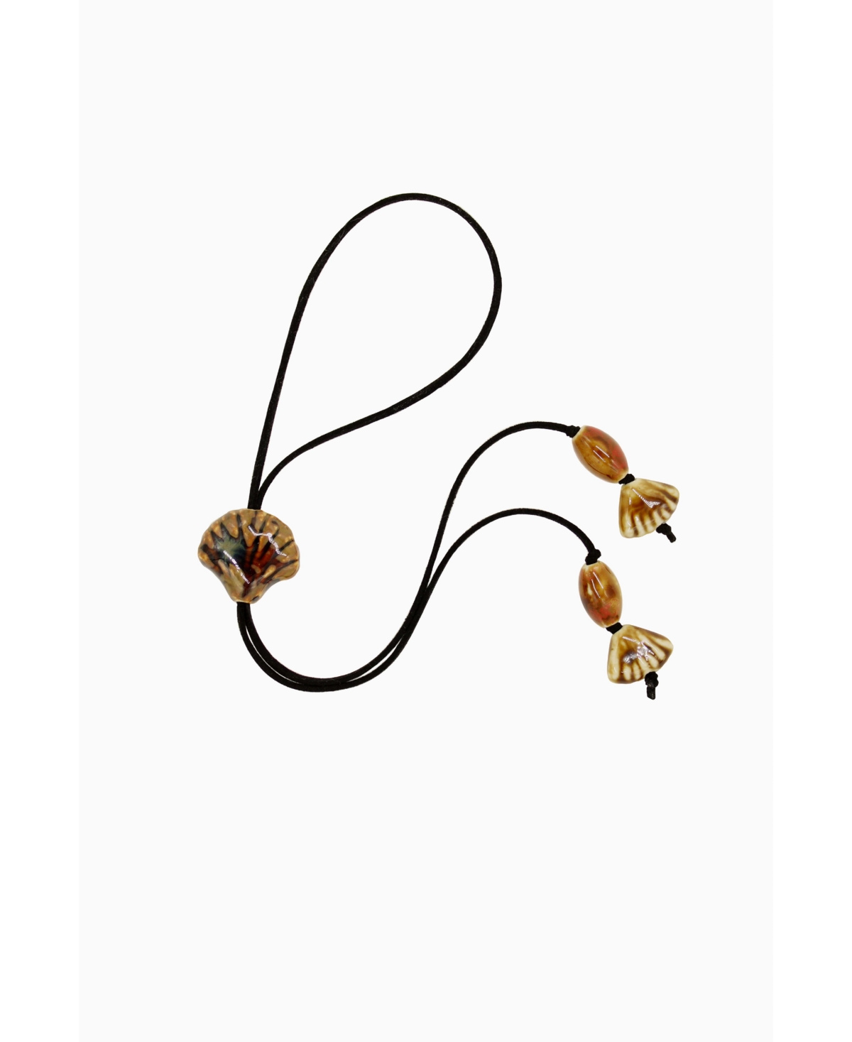 Seashell Tie Suede Necklace Black - Black