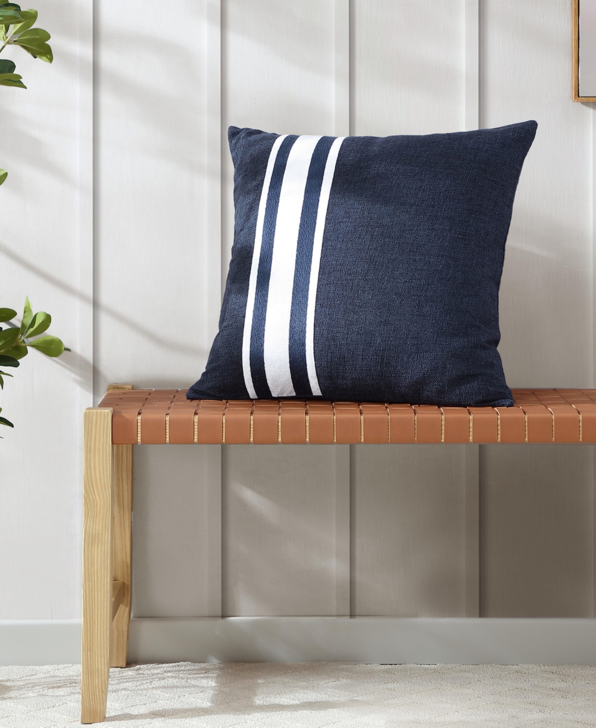 Nautica Sailor Harbor Embroidered Square Pillow, 20" X 20" In Navy