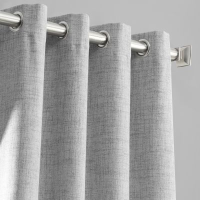 Millennial Grey Grommet Thermal Cross Linen Weave Blackout Curtain