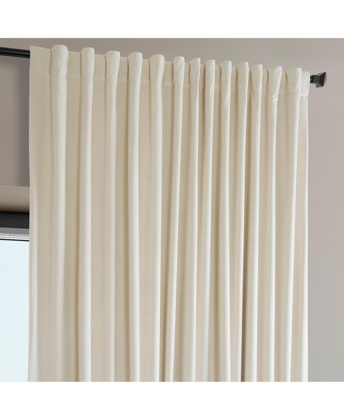 Half Price Drapes Diva Cream Extra Wide Signature Plush Velvet Hotel Blackout Curtain In Cream