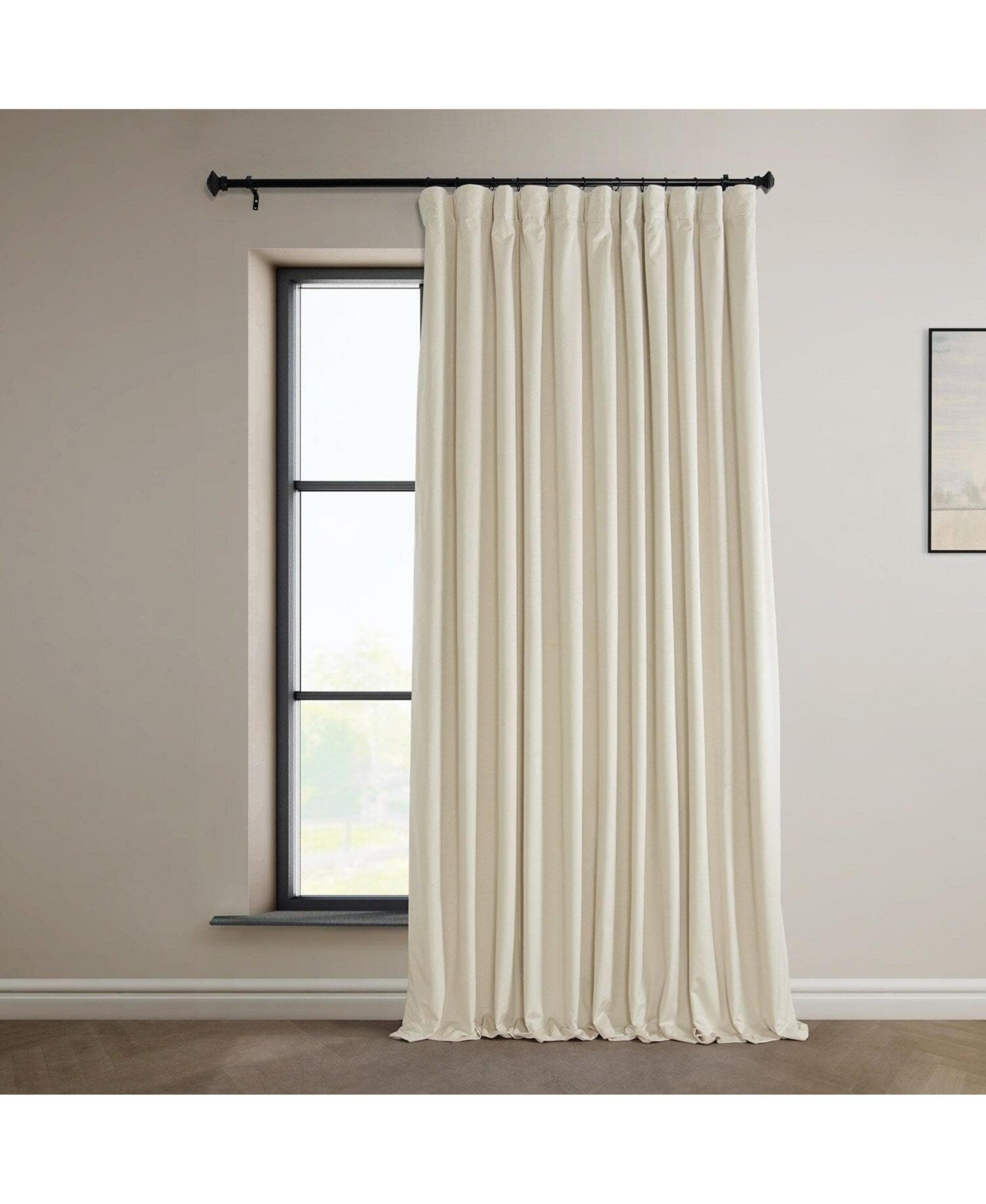 Half Price Drapes Diva Cream Extra Wide Signature Plush Velvet Hotel Blackout Curtain In Cream