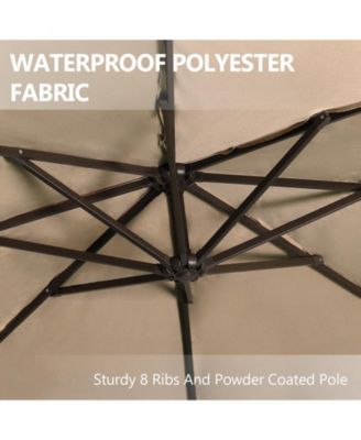 9ft Thatched Tiki Patio Umbrella, Cantilever Offset Umbrella with Hand-Push Tilt (No Base)