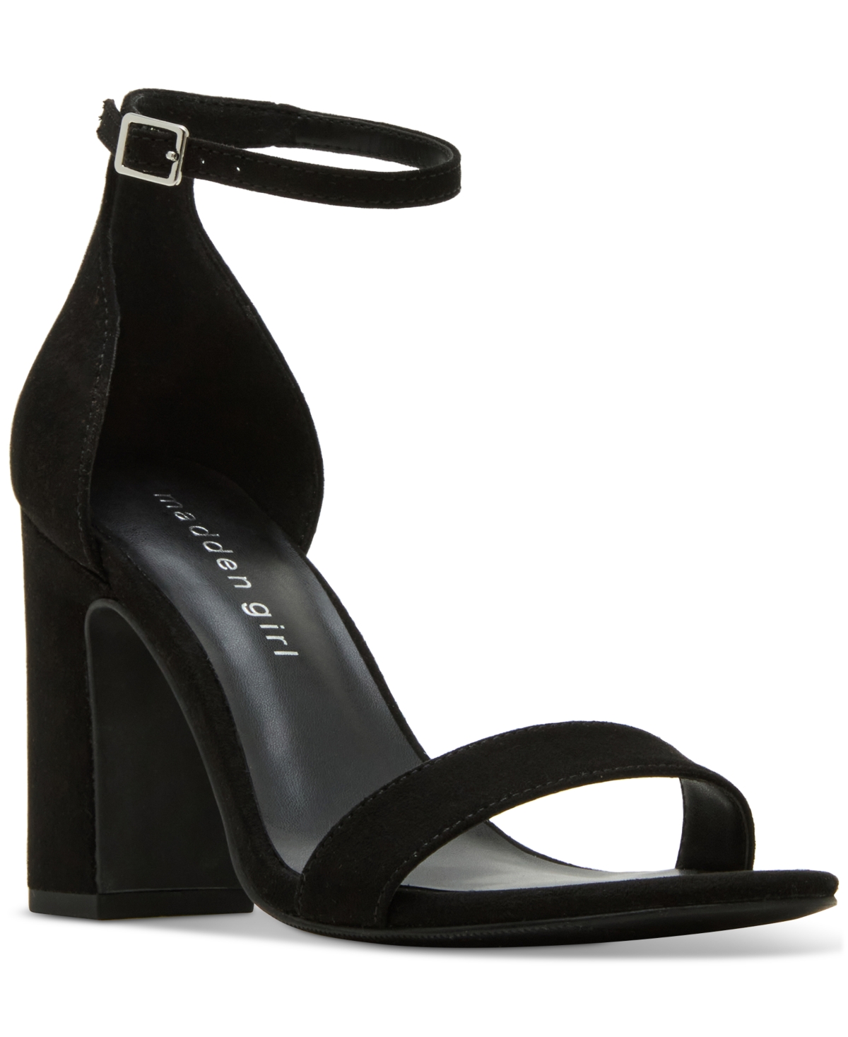 Madden Girl Sstar Womens Patent Ankle Strap Block Heel In Black