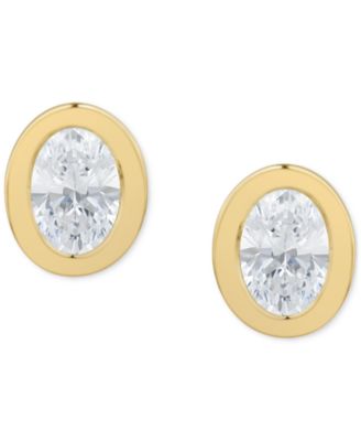Diamond Bezel Oval Stud Earrings (3/8 ct. t.w.) in 14k Gold