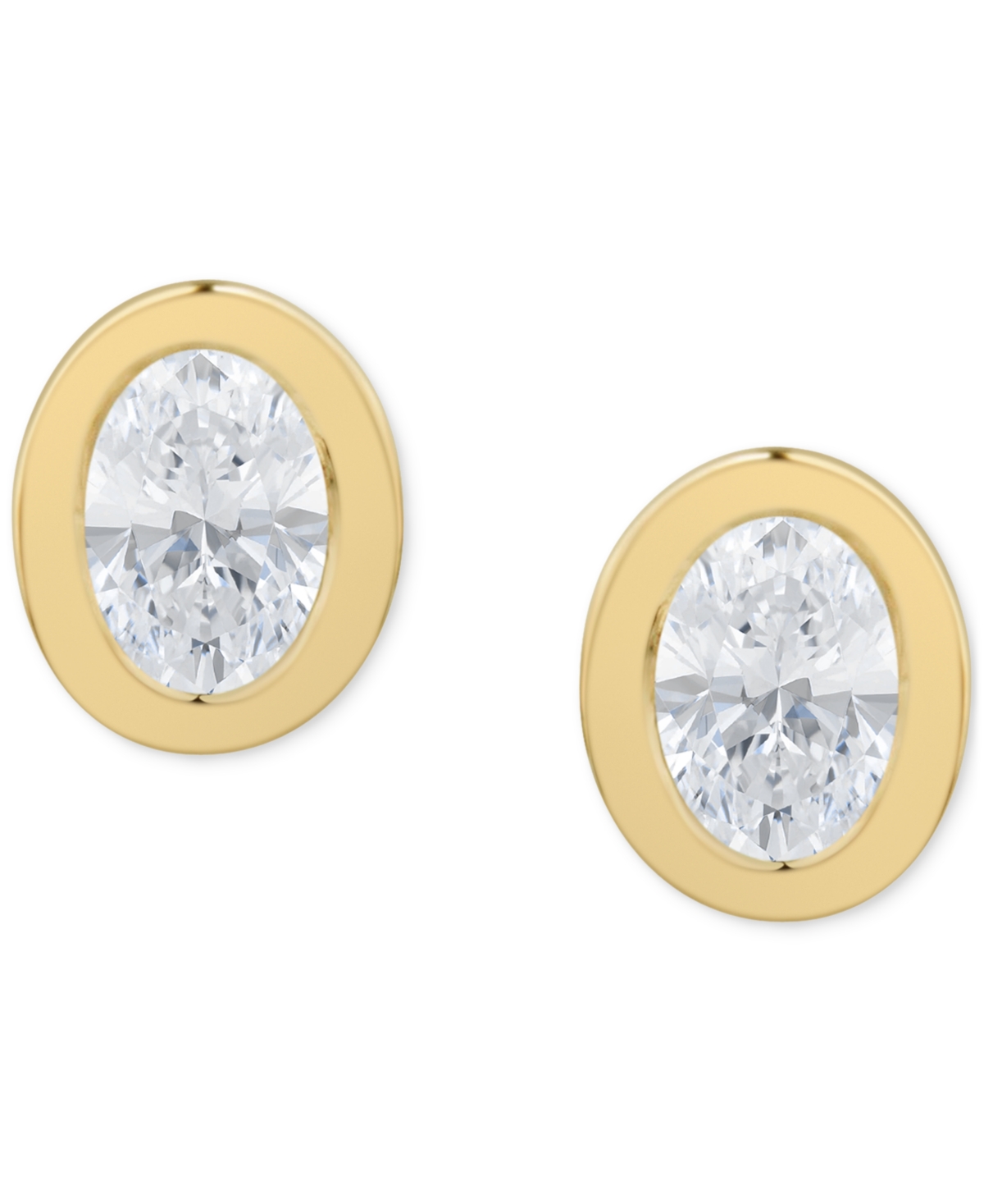 Macy's Diamond Bezel Oval Stud Earrings (3/8 Ct. T.w.) In 14k Gold In Yellow Gold