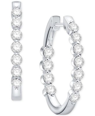 Diamond In & Out Small Hoop Earrings (1 ct.tw.) in 14k White or Yellow Gold