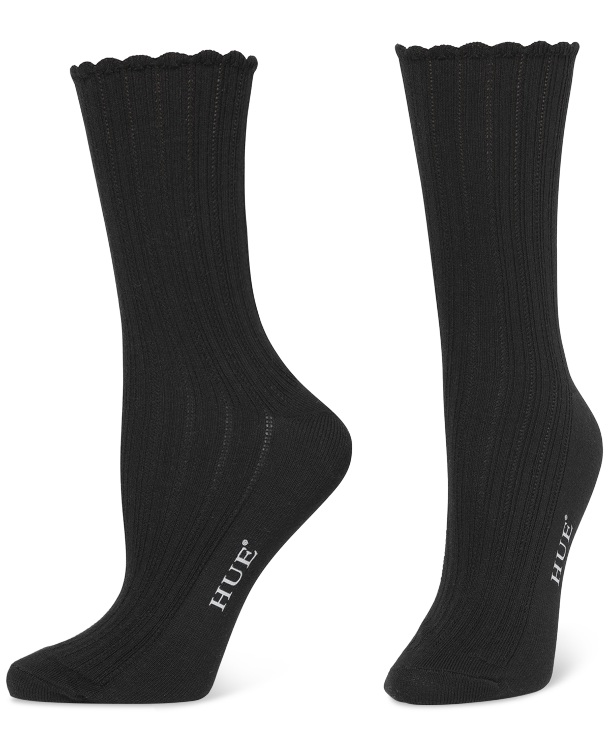 HUE WOMEN'S 3-PK. SCALLOPED POINTELLE CREW SOCKS 