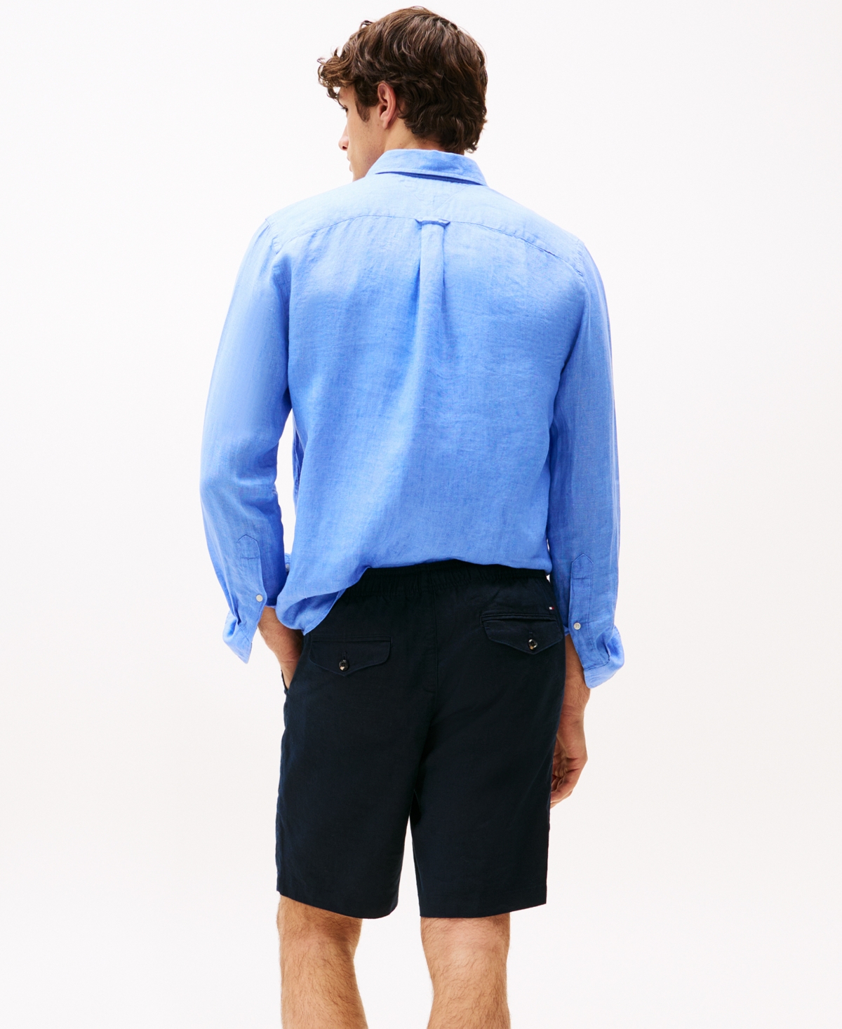 TOMMY HILFIGER MEN'S BIG & TALL BROOKLYN 11.25" LINEN DRAWSTRING SHORTS