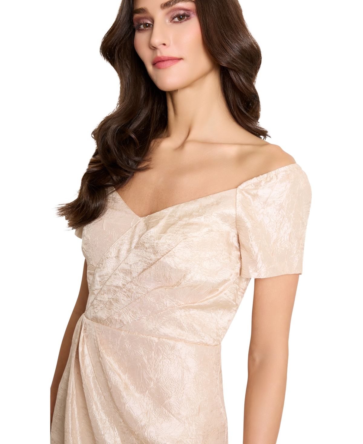 Shop Tahari Asl Tahari Women's Sweetheart-neck Asymmetric-hem Midi Dress In Champagne
