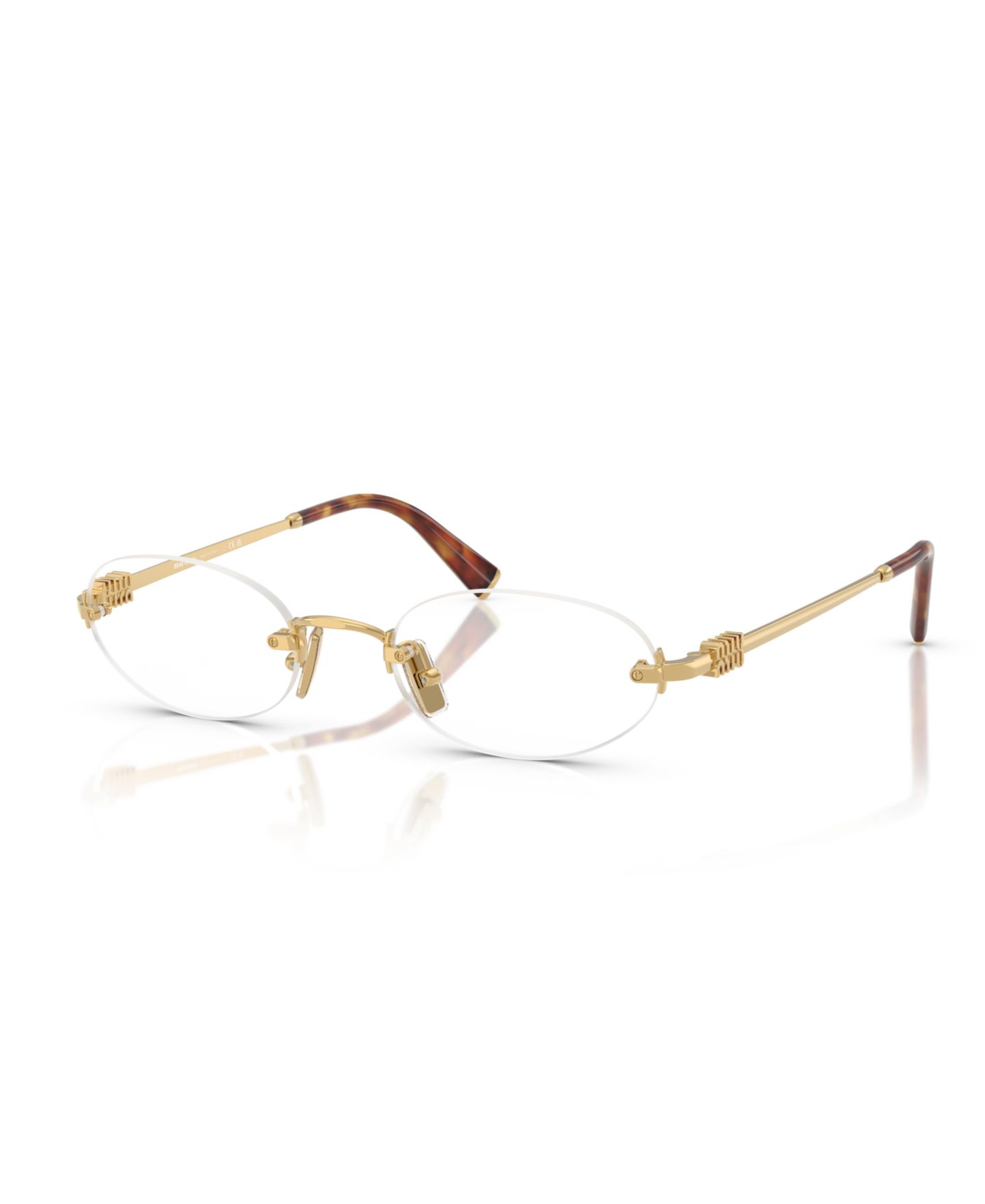 Женские очки MIU MIU Woman Oval Metal MU 53WV Eyeglasses, цвет: Золотой — фото 1