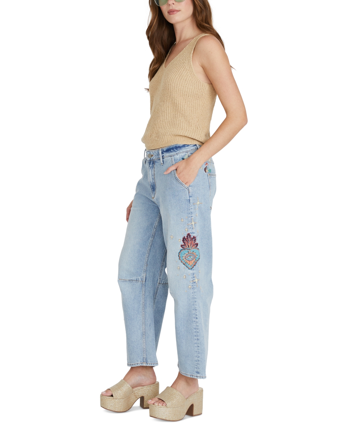 Driftwood Barbara X Hallucination High Rise Cropped Wide Leg Jeans In Light Wash In Light Wash