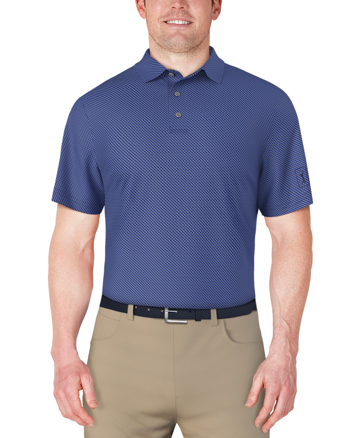 Men's Short Sleeve Micro Geo Print Polo Shirt - Living Coral