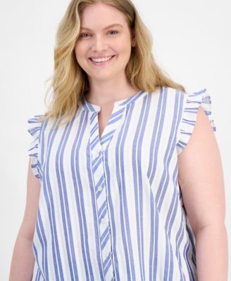 Plus Size Striped Cotton Top