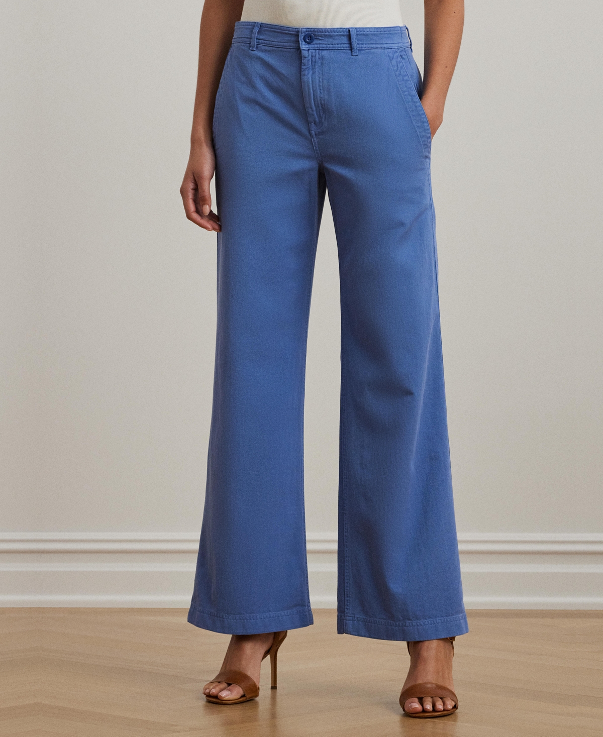 RALPH LAUREN WOMEN'S COTTON TWILL WIDE-LEG PANTS 