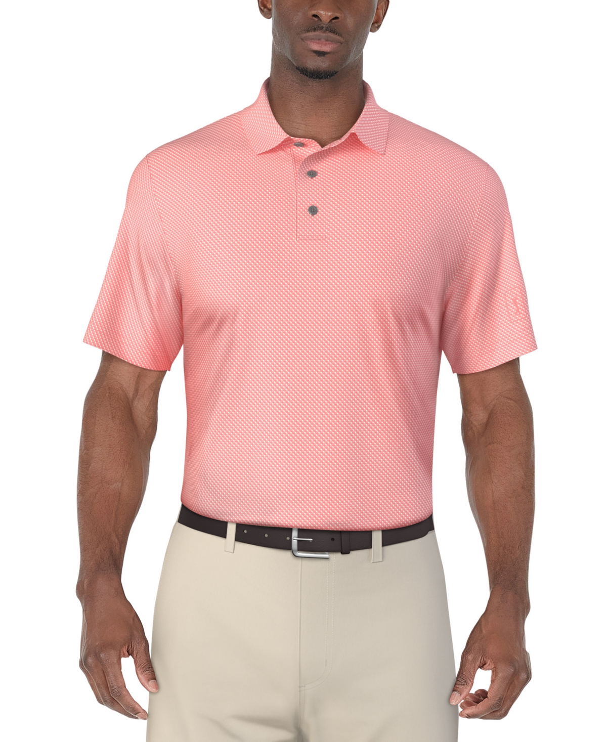 Men's Short Sleeve Micro Geo Print Polo Shirt - Blissful Blue