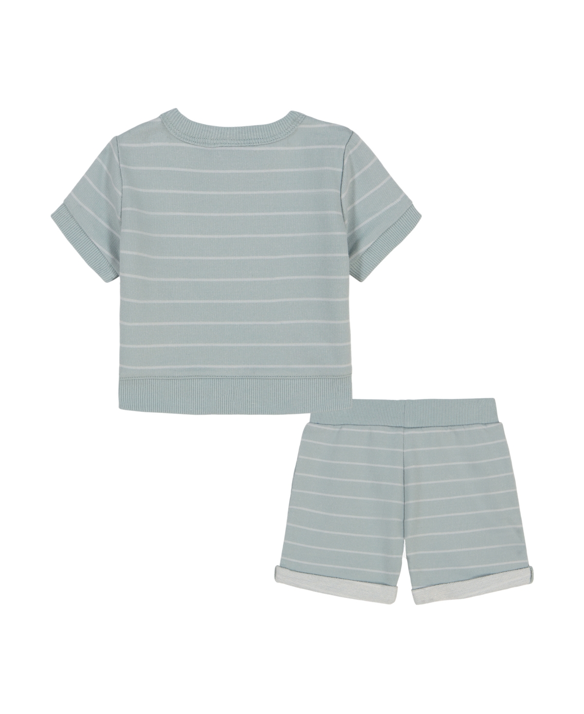 Calvin Klein Baby Boys 2-piece Striped French Terry Short Sleeve Crewneck And Shorts Set In Abyss