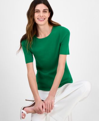 Women's Fine-Rib Crewneck Sweater T-Shirt