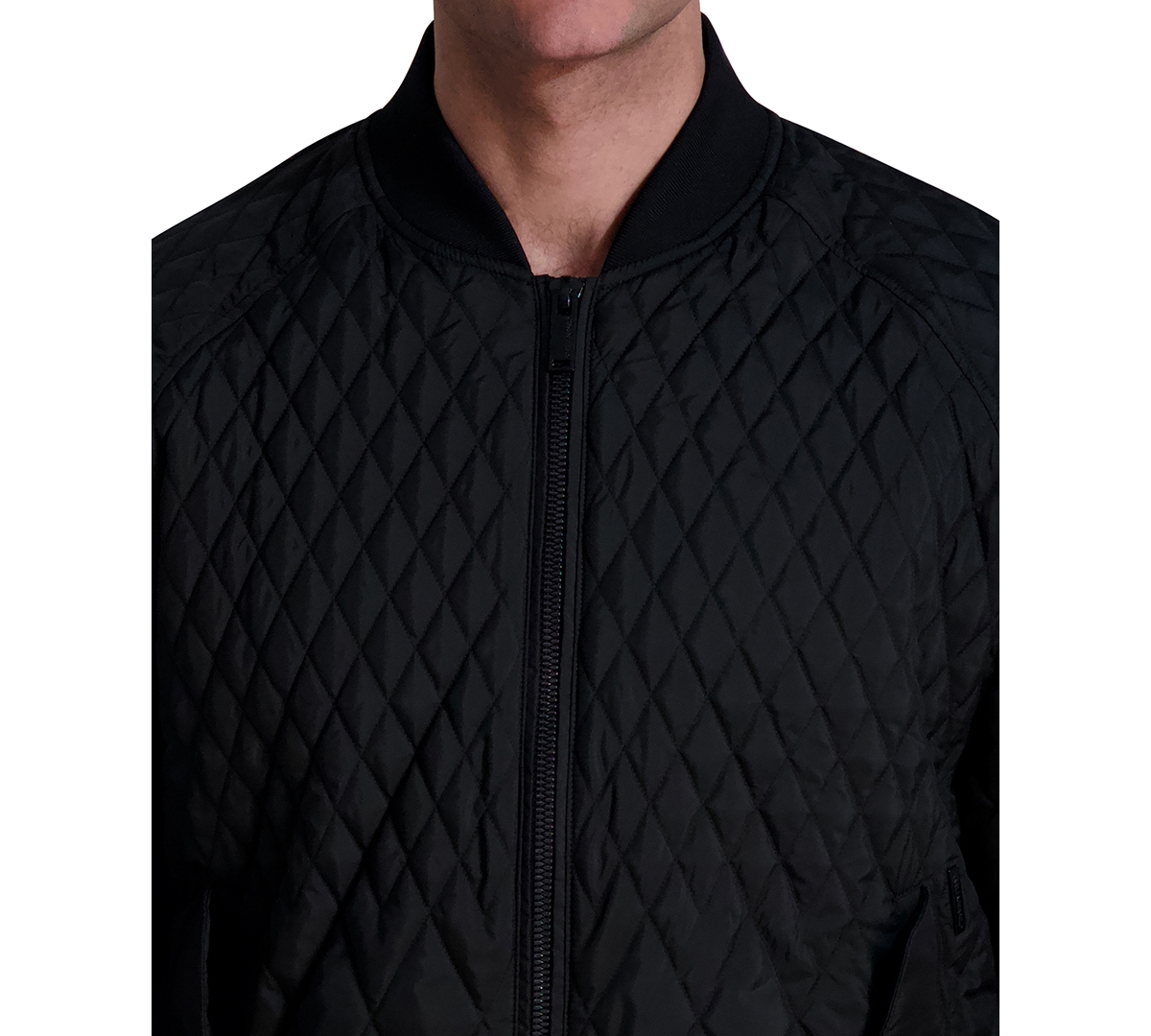Karl Lagerfeld Men's Quilted Water-resistant Bomber Jacket In Black