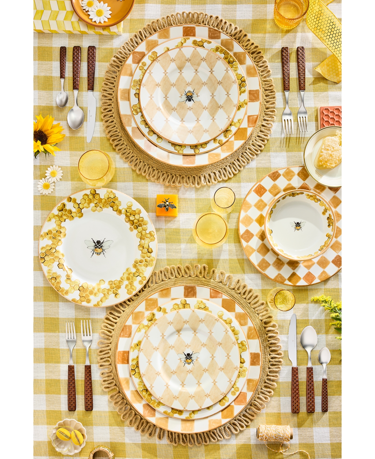 Mackenzie-childs Honey Check Round Platter