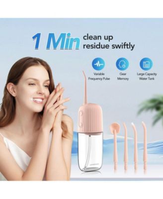 Operan Wireless Water Flosser,200ML Portable Electric Water Dental Flossers,Rechargeable Oral lrrigator for Travel,4 Nozzles 4 Modes,Pink