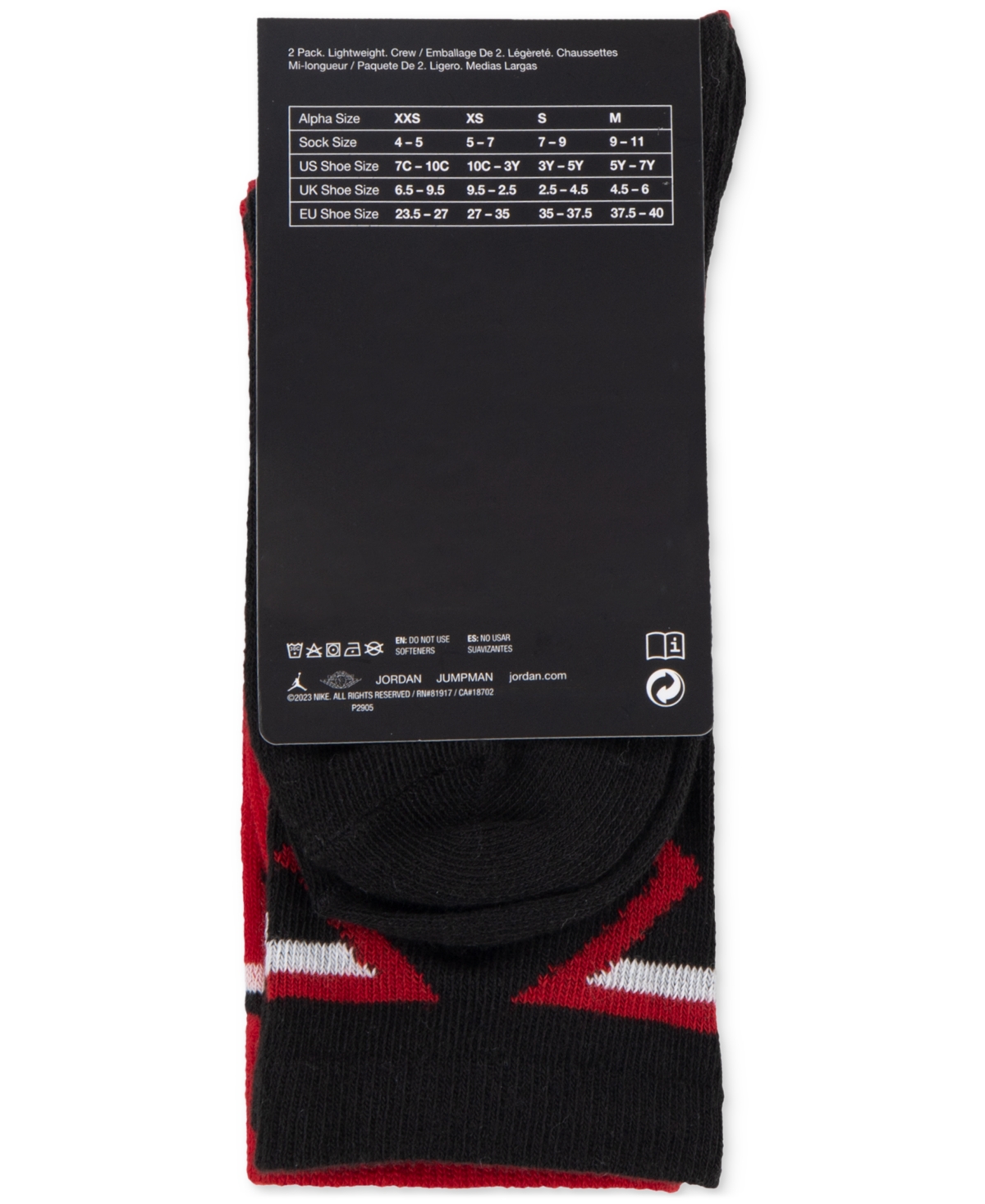 JORDAN BIG KIDS DIAMOND LOGO HIGH CREW SOCKS, SET OF 2 