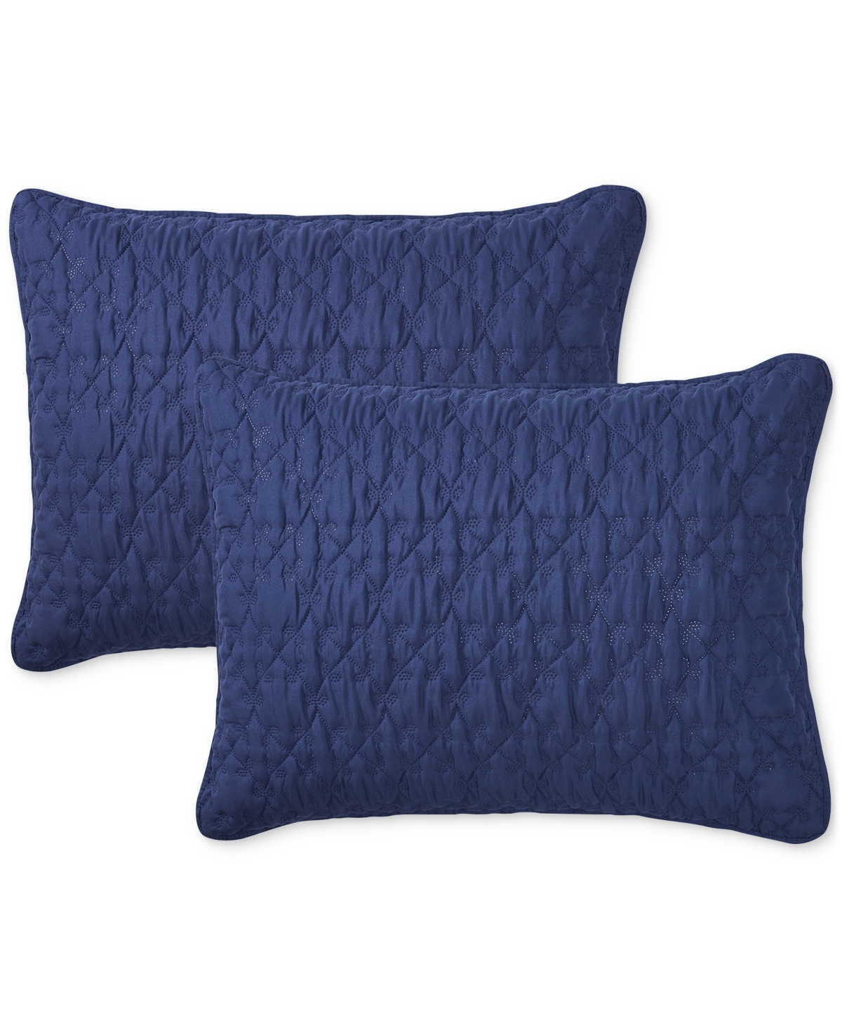 Seventh Studio Leaf Solid Pinsonic Microfiber 3-pc. Quilt Set, King In Navy