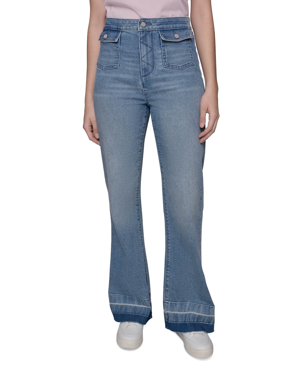 Karl Lagerfeld Women's Patch Pocket Flare-leg Jeans