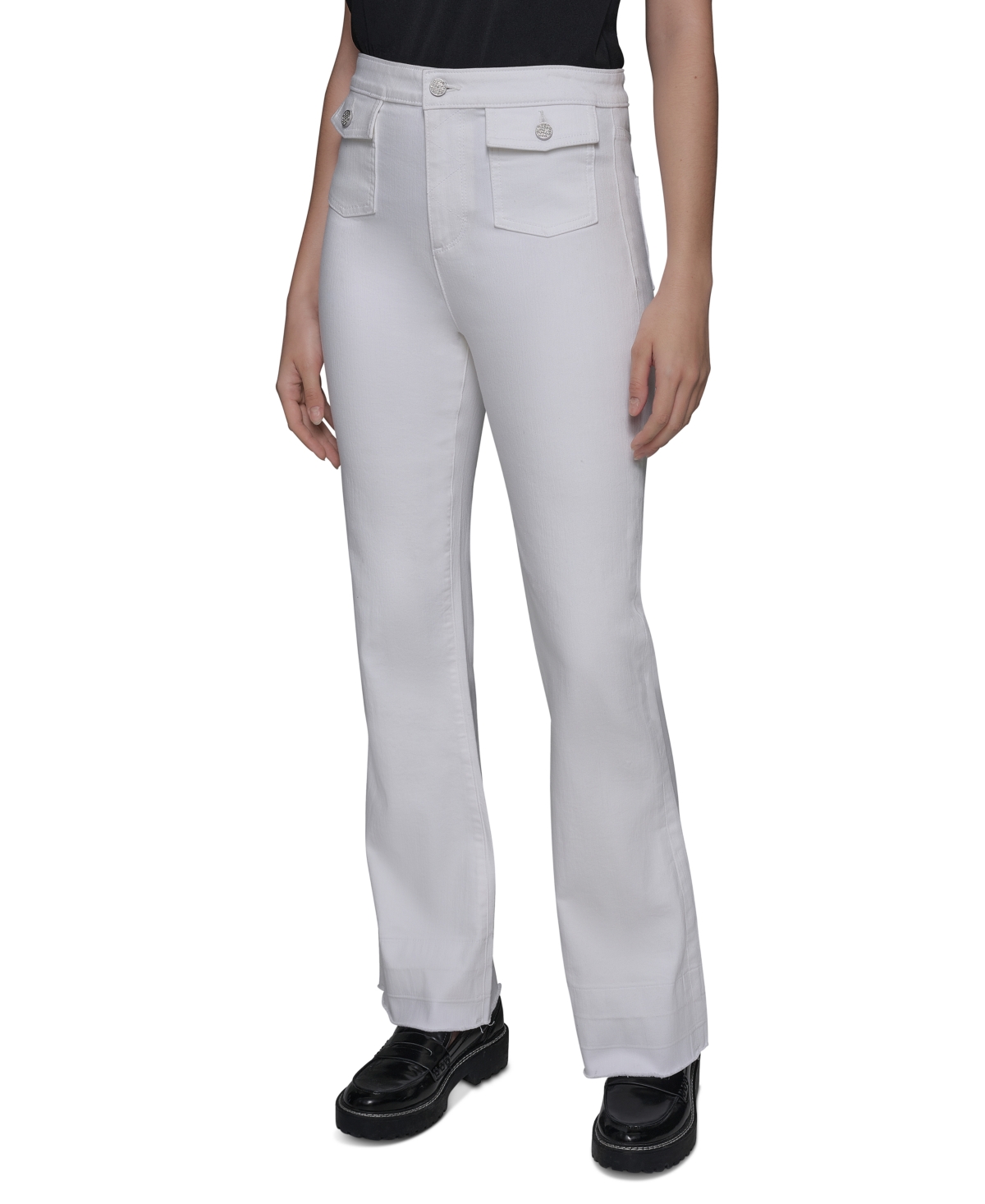 Shop Karl Lagerfeld Women's Patch Pocket Flare-leg Jeans