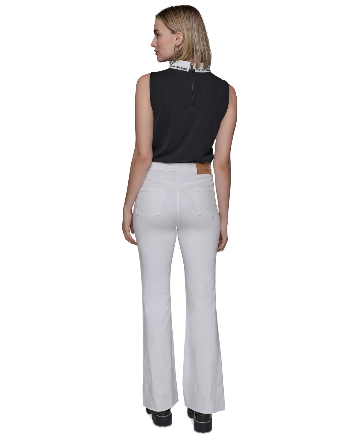 Shop Karl Lagerfeld Women's Patch Pocket Flare-leg Jeans