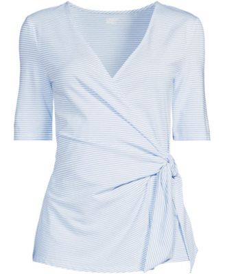 Women's Elbow Sleeve Lightweight Jersey Side Tie Blouse