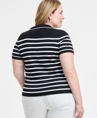 Plus Size Short-Sleeve Collared Sweater